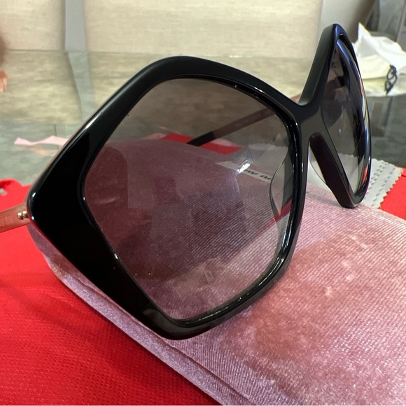 MIU MIU Pentagon SMU 11N 57014 1AB0A7 Black Gold / Grey Gradient Sunglasses Wmns - Picture 12 of 16